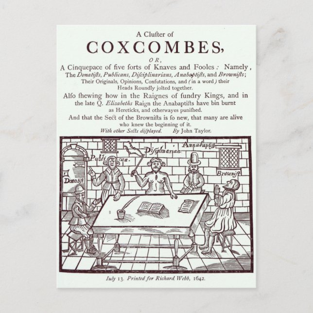 Postal Un grupo de Coxcombes' de John Taylor (Anverso)