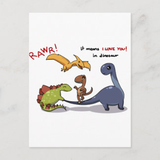 Postal Un grupo de dinosaurios amados significa que te qu