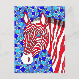 Postal Un Guay Patriótico De Zebra Rojo De Tiras Blancas