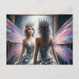 Postal Un hada adorable con un espejo