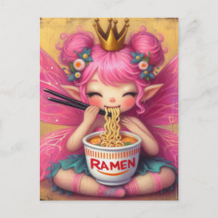 Postal Un hada comiendo Ramen