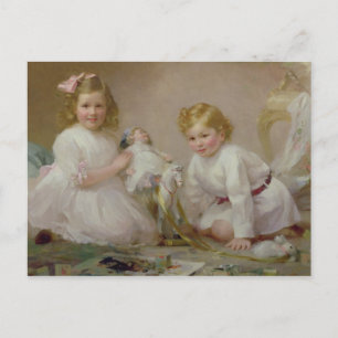 Postal Un hermano y una hermana jugando, 1915