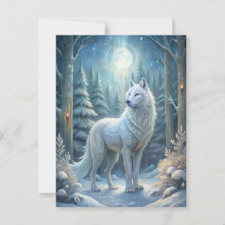 Postal Un Hermoso Lobo Blanco
