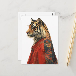 Postal Un hermoso tigre en una bata