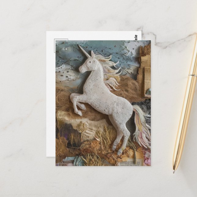 Postal Un hermoso unicornio mixta media (Anverso/Reverso In Situ)