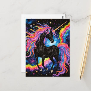 Postal Un hermoso unicornio negro