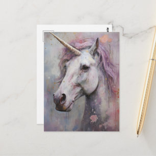 Postal Un hermoso unicornio púrpura