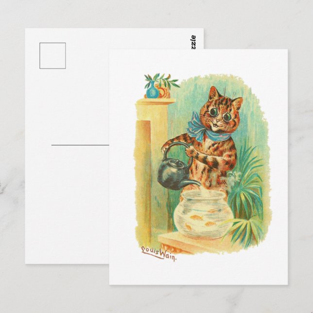 Postal Un hervidor de Bonito de Fish Louis Wain (Anverso / Reverso)