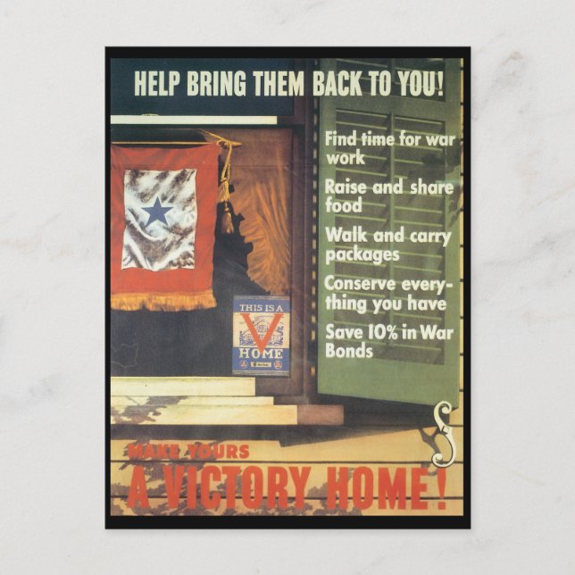 Postal Un hogar victorioso en la Segunda Guerra Mundial (Anverso)