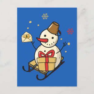 Postal Un Hombre De Nieve Aburrido En Una Llanta