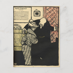 Postal Un hombre digno empuja a una joven hacia su