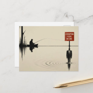 Postal Un hombre pescando