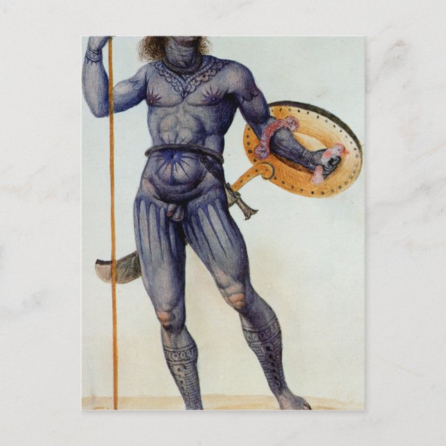 Postal Un hombre pintoresco con un escudo (Anverso)