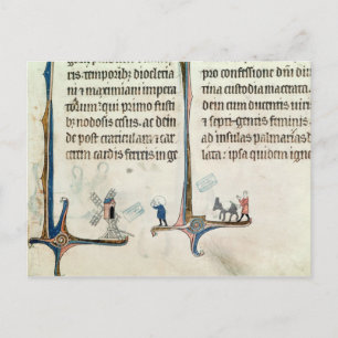 Postal Un hombre que conduce su burro llevando bolsas de