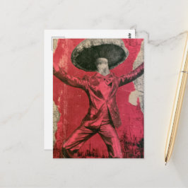 Postal Un hongo bailarín retro divertido tonto