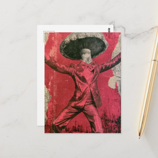Postal Un hongo bailarín retro divertido tonto (Anverso/Reverso In Situ)