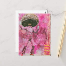 Postal Un hongo bailarín retro rosa mmm mmm tonto