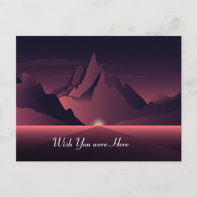 Postal Un ilustracion de atardecer de montaña (Anverso)