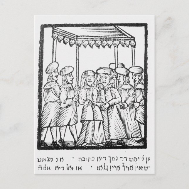 Postal Un ilustracion de un boda judío (Anverso)