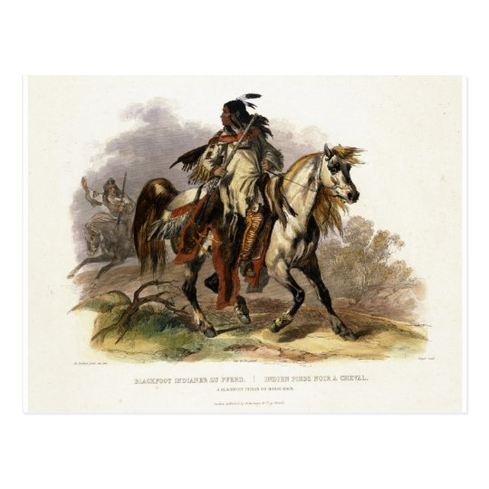 Postal Un indio Blackfoot a caballo, platea 19 del vol.