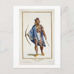 Postal Un indio noble de la nación de Ottawa, 1780 (colou