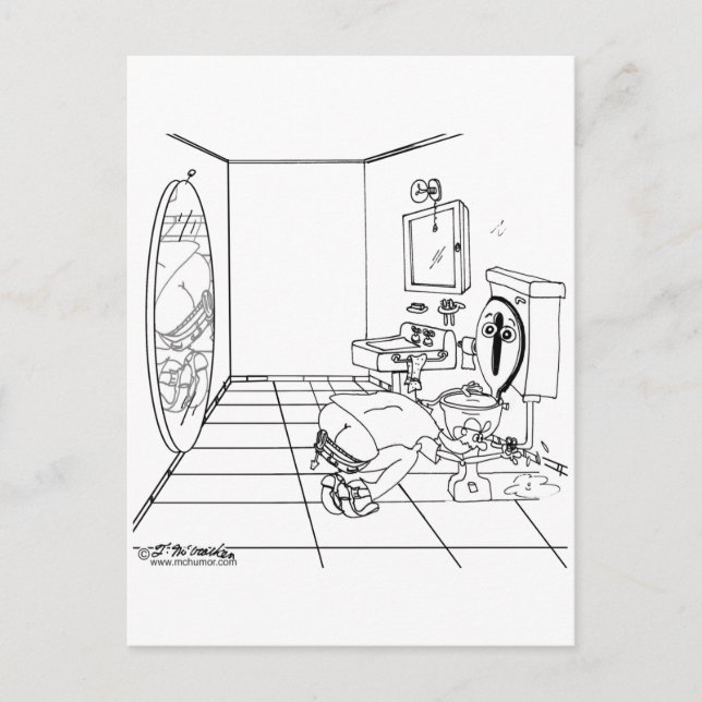 Postal Un inodoro vergonzoso por una grieta de culo (Anverso)