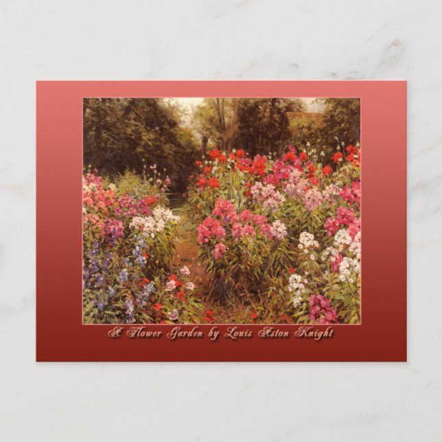 Postal Un jardín de flores por Louis Aston Knight (Anverso)