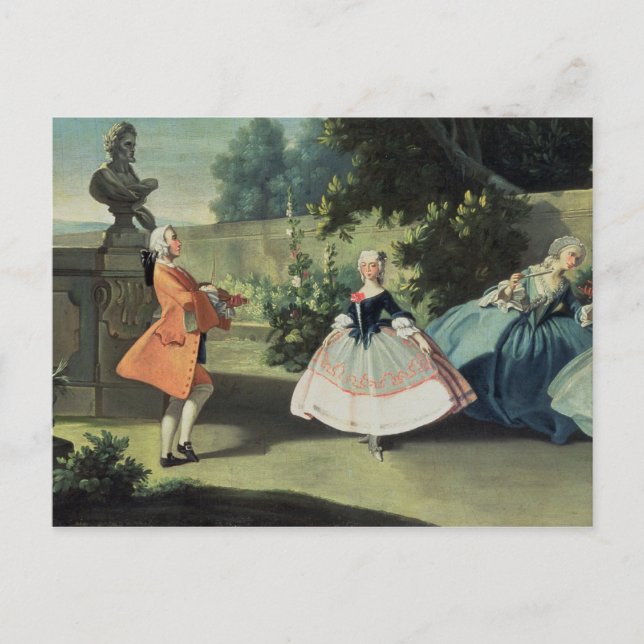 Postal Un jardín ornamental con un joven chica bailando (Anverso)