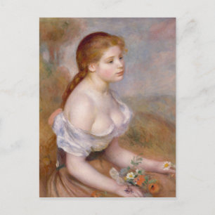 Postal Un joven Chica con daisies - Pierre-Auguste Renoir