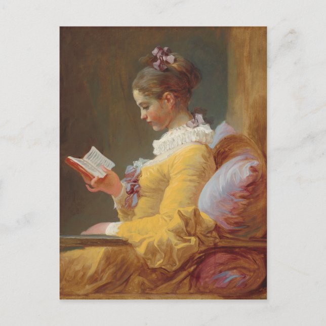 Postal Un joven Chica leyendo, The Reader de J. Fragonard (Anverso)