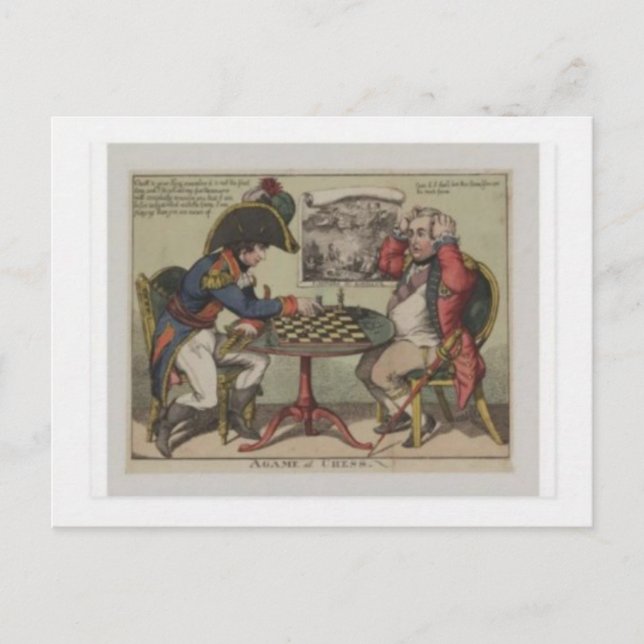 Postal Un juego en el ajedrez (Anverso)