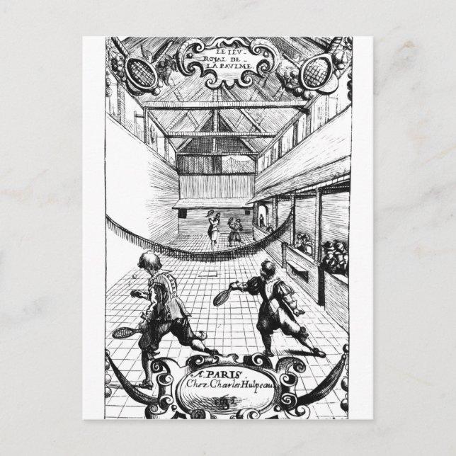 Postal Un juego real de tenis en el Jeu de Paume (Anverso)