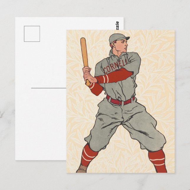 Postal Un jugador de béisbol sostiene un dibujo de un mur (Anverso / Reverso)