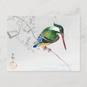Postal Un kingfisher - Ohara Koson - arte vintage ampliad