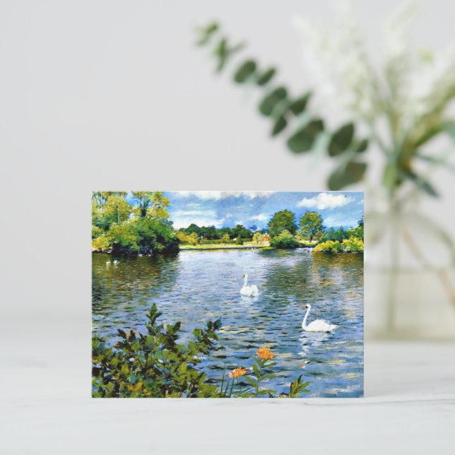 Postal Un lago de Long Island, pintura famosa, (Anverso de pie)