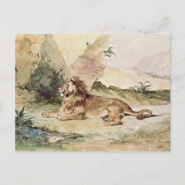 Postal Un león en el desierto, 1834 (Anverso)
