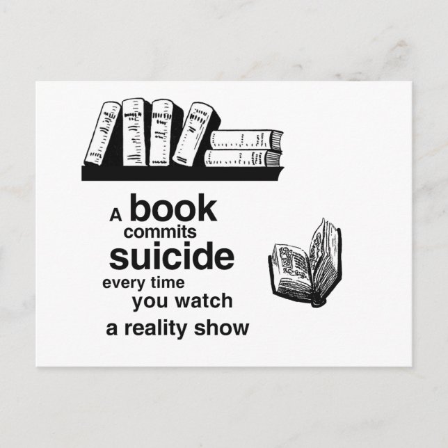 Postal Un libro se suicida cuando ves la televisión de re (Anverso)