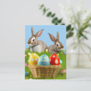 Postal Un lindo conejo de Pascua para un ánimo positivo