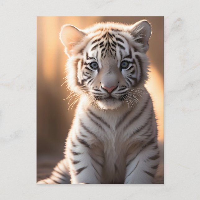 Postal Un lindo cubo de tigres blancos (Anverso)