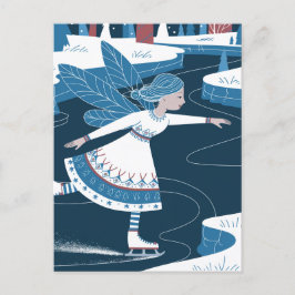 Postal Un lindo hada de hielo con alas azules