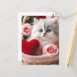 Postal Un lindo San Valentín gatito