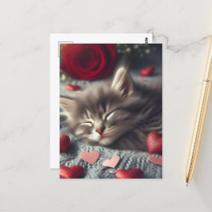 Postal Un lindo San Valentín gatito