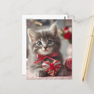 Postal Un lindo San Valentín gatito