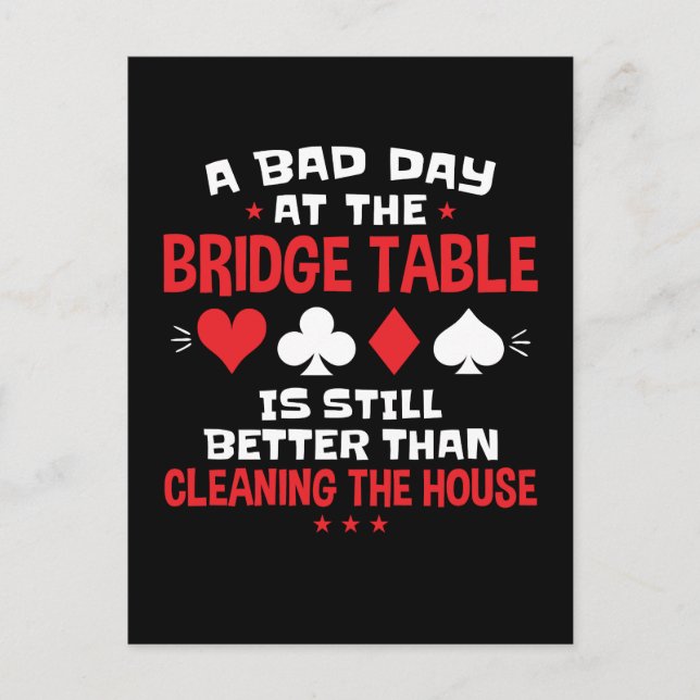 Postal Un mal día en el juego de cartas divertidas Bridge (Anverso)