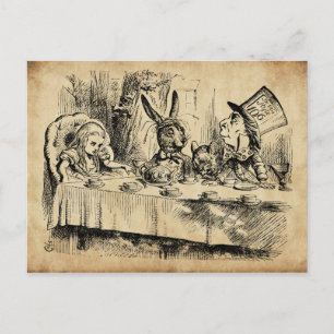 Postal Un mal té-Fiesta (1865) de John Tenniel