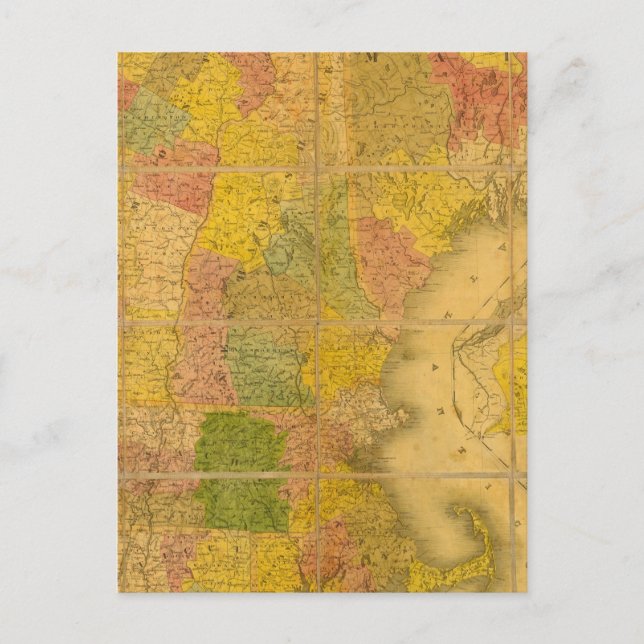 Postal Un mapa de los estados de Nueva Inglaterra (Anverso)