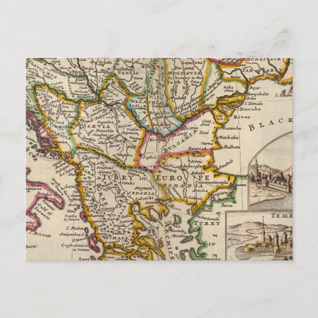 Postal Un mapa general de Turquía en Europa (Anverso)