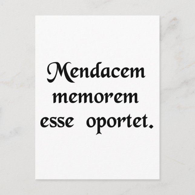 Postal Un mentiroso necesita una buena memoria. (Anverso)