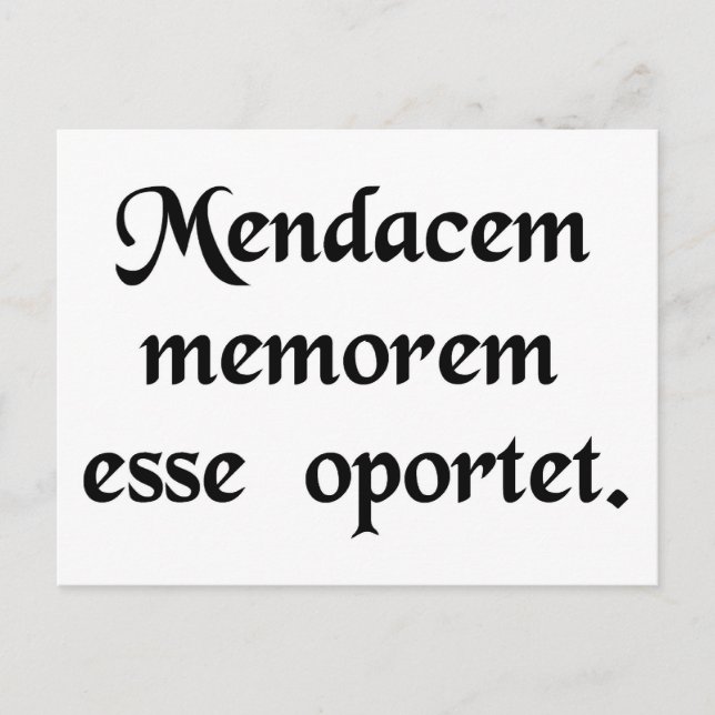 Postal Un mentiroso necesita una buena memoria. (Anverso)