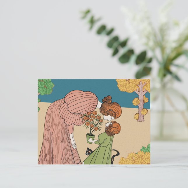 Postal Un momento en el florecimiento - Madre y hijo de é (Anverso de pie)